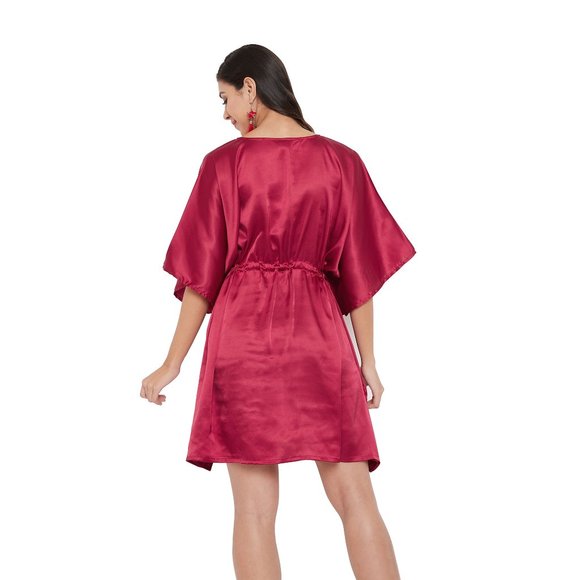 Women Plus Size Satin Mini Dress Loose Nighty Tunic Tops Dress by Gypsie Blu - Picture 7 of 8